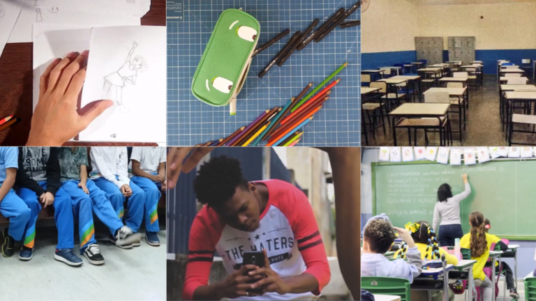 Imagem: frames de vídeos realizados por cursistas do Minuto Escola
